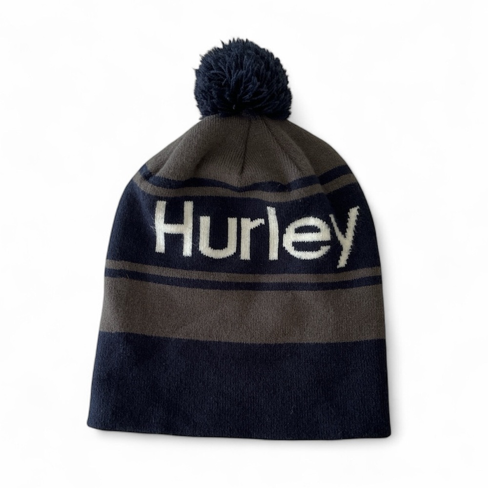 Hurley Blue and Gray Pom-Pom Beanie